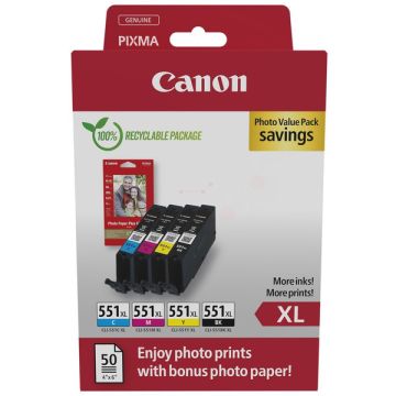 Cartouches d'origine - Canon 6443B006 / CLI-551 XL - multipack 4 couleurs : noire, cyan, magenta, jaune