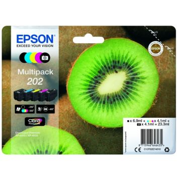 Cartouches d'origine - Epson C13T02E74010 / 202 - multipack 5 couleurs : noire, cyan, magenta, jaune