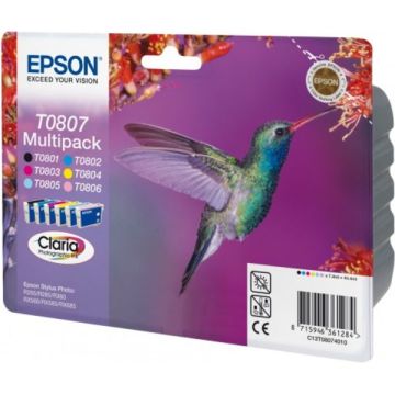 Cartouches d'origine - Epson C13T08074011 / T0807 - multipack 6 couleurs : noire, cyan, magenta, jaune