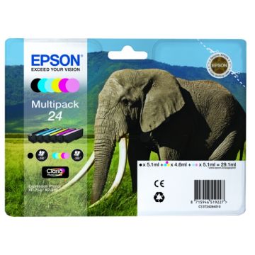 Cartouches d'origine - Epson C13T24284010 / 24 - multipack 6 couleurs : noire, cyan, magenta, jaune