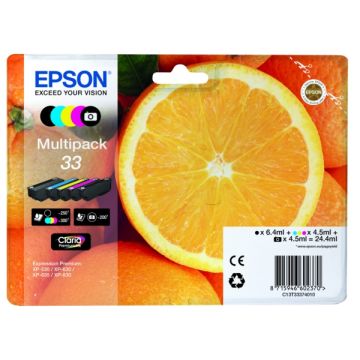 Cartouches d'origine - Epson C13T33374010 / 33 - multipack 5 couleurs : noire, cyan, magenta, jaune