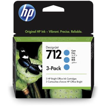 Cartouche d'origine - HP 3ED77A / 712 - cyan - pack de 3