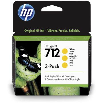 Cartouche d'origine - HP 3ED79A / 712 - jaune - pack de 3