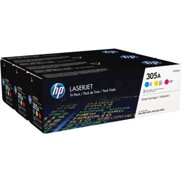 Toners d'origine - HP CF370AM / 305A - multipack 3 couleurs : cyan, magenta, jaune