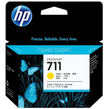 Cartouche d'origine - HP CZ136A / 711 - jaune - pack de 3