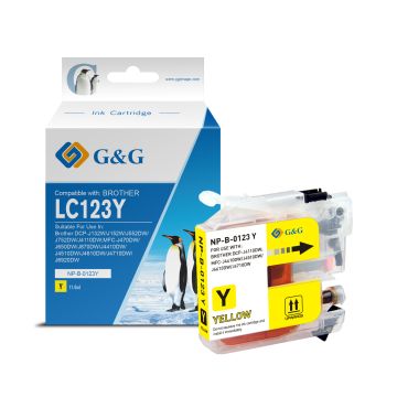 Cartouche compatible de première qualité - Brother LC123Y - jaune