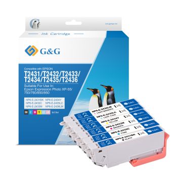 Cartouches compatible de première qualité - Epson C13T24384011 / 24XL - multipack 6 couleurs : noire, cyan, magenta, jaune